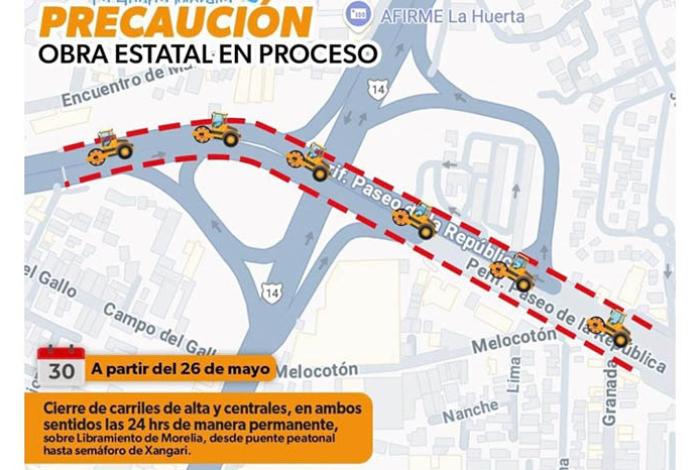 A partir de este lunes, evite el Libramiento en la salida a Pátzcuaro: estará cerrado