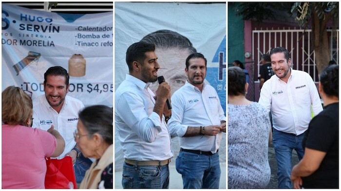 Acompañado por Poncho Chávez, Hugo Servín apoya a más de 120 familias de Morelia