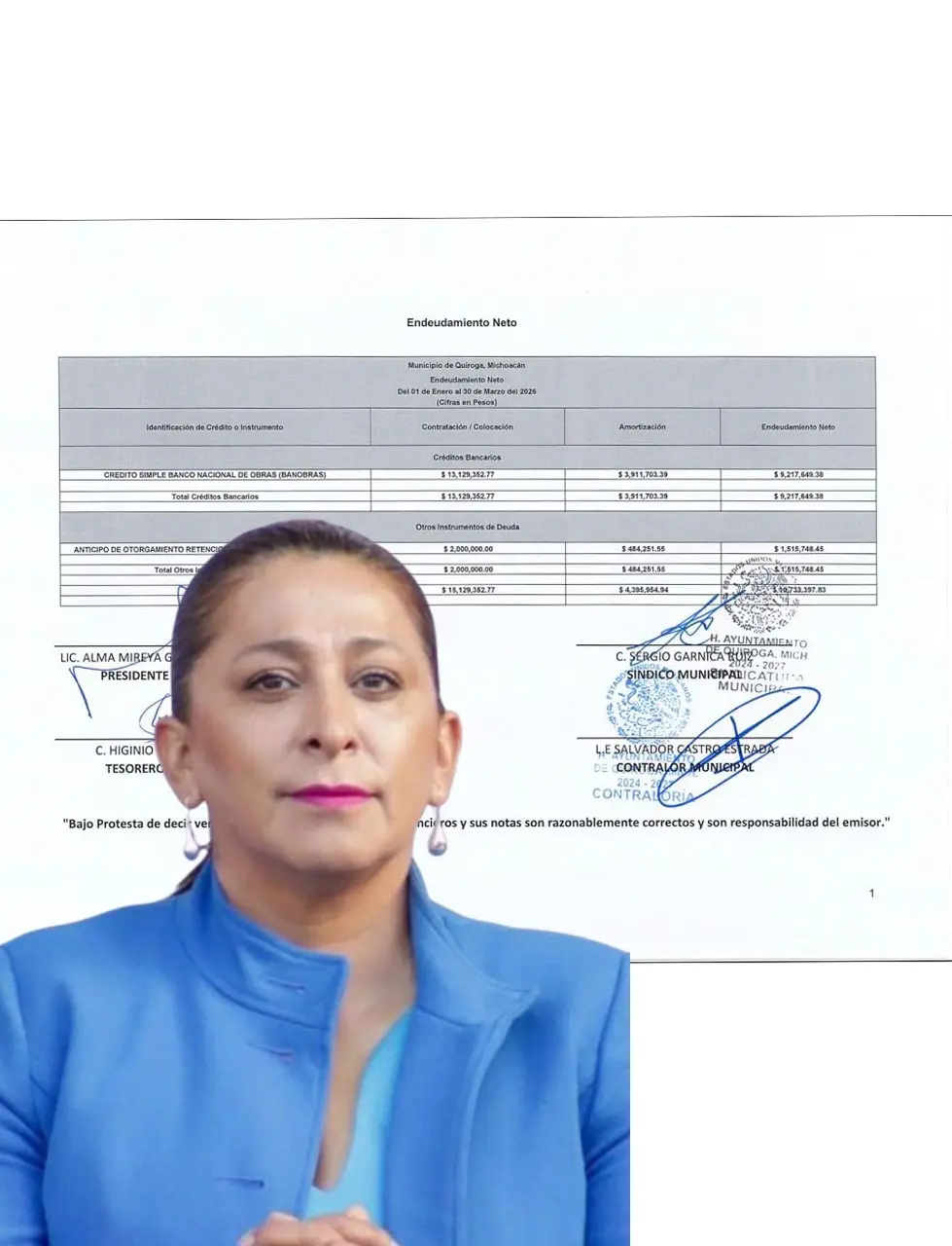 Alcaldesa ahoga a Quiroga con deudas millonarias
