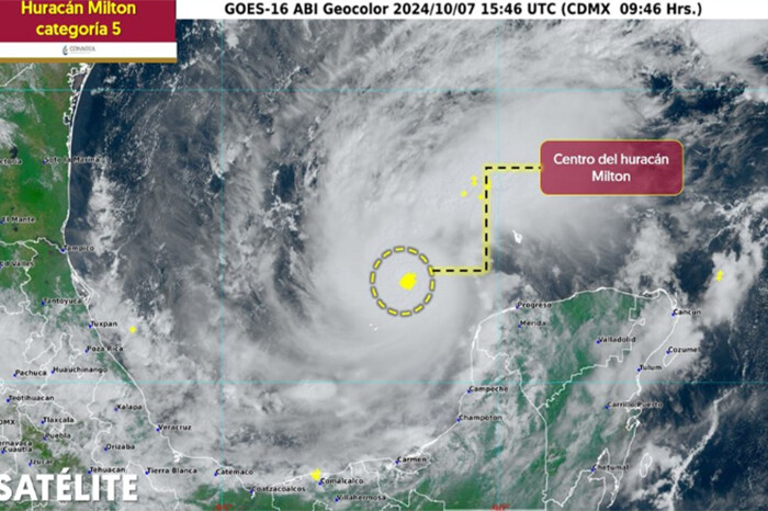 ¡Alerta! Milton ya es huracán 5, categoría extremadamente peligrosa; se localiza cerca de Yucatán