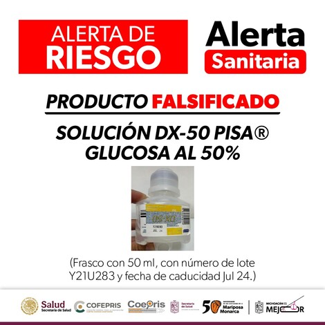 Alerta SSM sobre producto falsificado: solución DX-50 PISA® Glucosa