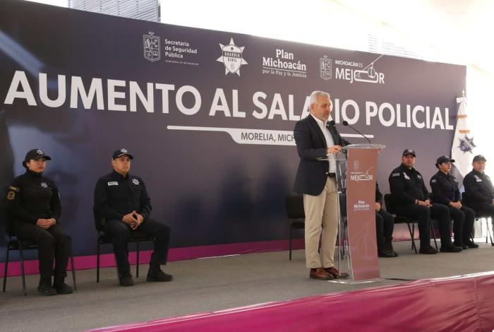 Anuncia Bedolla aumento salarial del 10% para la Guardia Civil