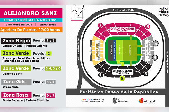 Aquí te decimos cómo ubicar tu zona para el concierto de Alejandro Sanz en el Estadio Morelos