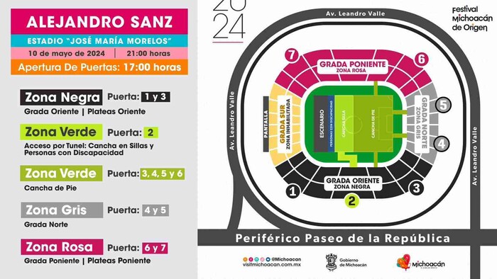 Aquí te decimos cómo ubicar tu zona para el concierto de Alejandro Sanz en el Estadio Morelos