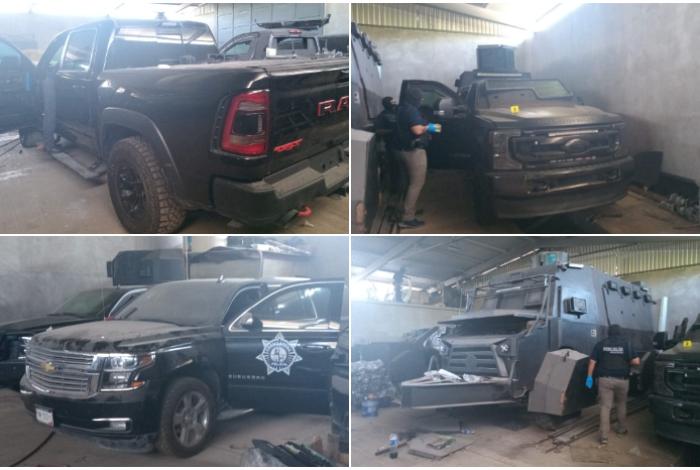 Asegura FGE vehículos con blindaje artesanal y narcóticos durante cateo en Coahuayana