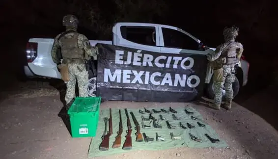 Aseguran 26 armas y un vehículo, en operativo conjunto en Villamar