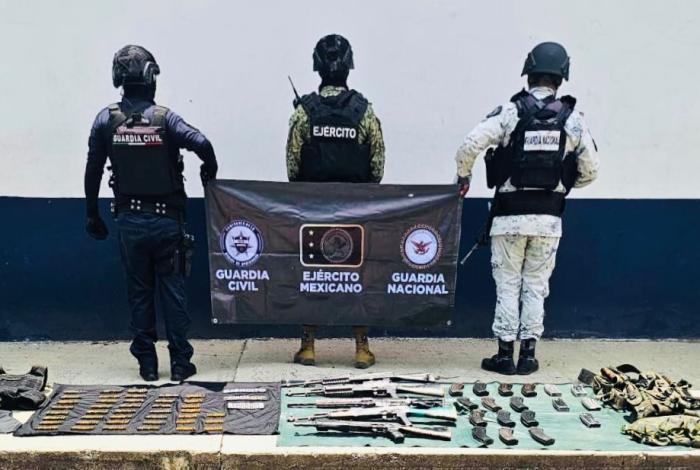 Aseguran cinco armas largas y más de 400 municiones en Buenavista