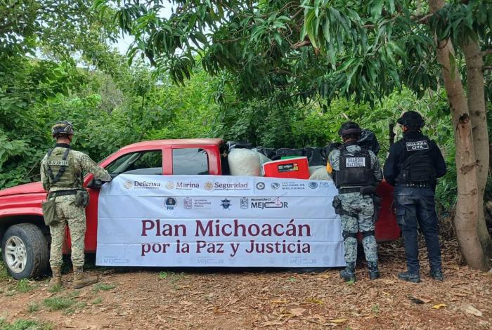 Aseguran más de 535 kilos de presunta me tan fe ta mi na en Huetamo