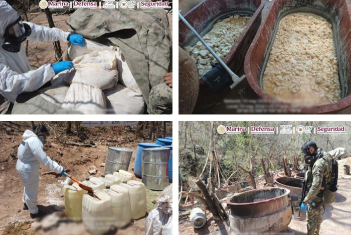 Aseguran más de cuatro toneladas de metanfetamina en Sinaloa en tres narcolaboratorios