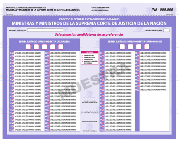 Así serán las boletas para la elección judicial