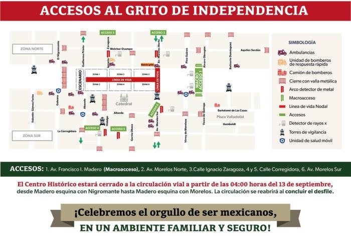 Así serán los accesos al Grito de Independencia en Morelia