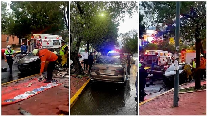 Automóvil impacta contra árbol en Avenida Camelinas, Morelia; hay 2 heridos