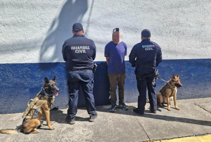 Binomios Caninos detectan a sujeto con droga en la colonia Defensores de Puebla