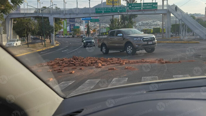 Camión tira montón de tabiques en plena avenida Camelinas