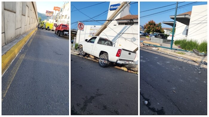 Camioneta se estrella contra poste en zona comercial de Morelia