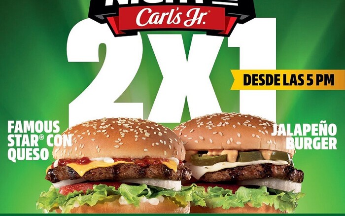 Carl’s Jr. lanza promoción 2×1 en hamburguesas Famous Star y Jalapeño Burger los lunes