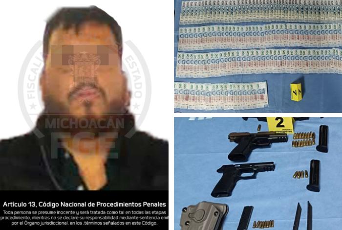 Cateo estratégico en Morelia permite asegurar más de 95 mil pesos en efectivo, armas y droga; hay un detenido