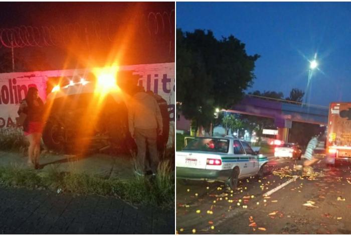 Choca auto contra barda en la colonia Industrial y colisionan unidades en la avenida Torreón Nuevo, Morelia
