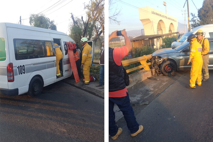 Chocan auto particular y una unidad de transporte público de la Ruta Gris, en Morelia