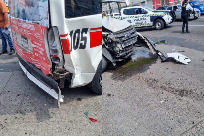 Choque de camioneta contra combi deja 8 heridos en la avenida Madero Poniente de Morelia