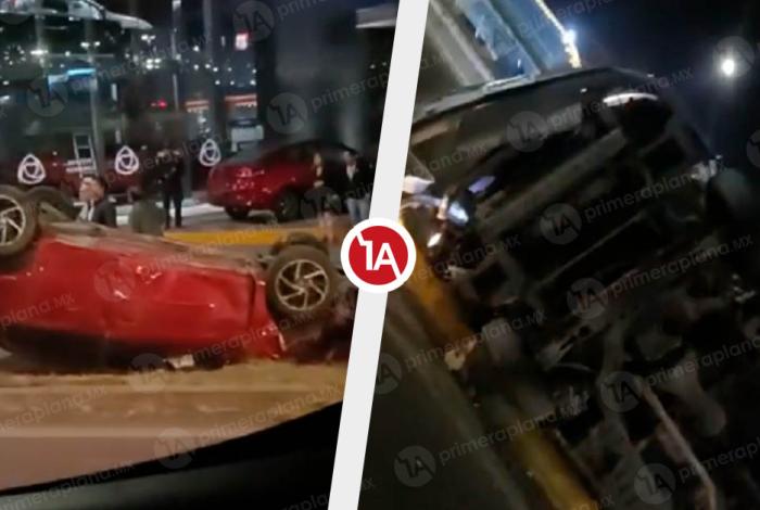 Choque volcadura en salida a Mil Cumbres deja tres vehículos afectados