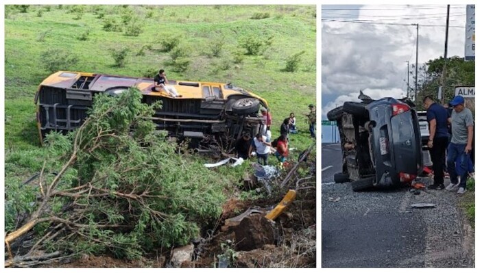 Choque y volcadura dejan 2 muertos y 25 lesionados en la Morelia-Charo