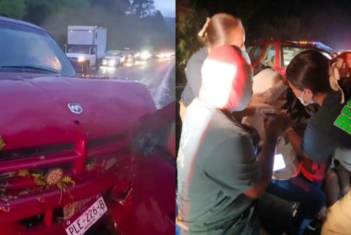 Cinco heridos, saldo de choque entre auto y camioneta en la carretera Uruapan-Paracho
