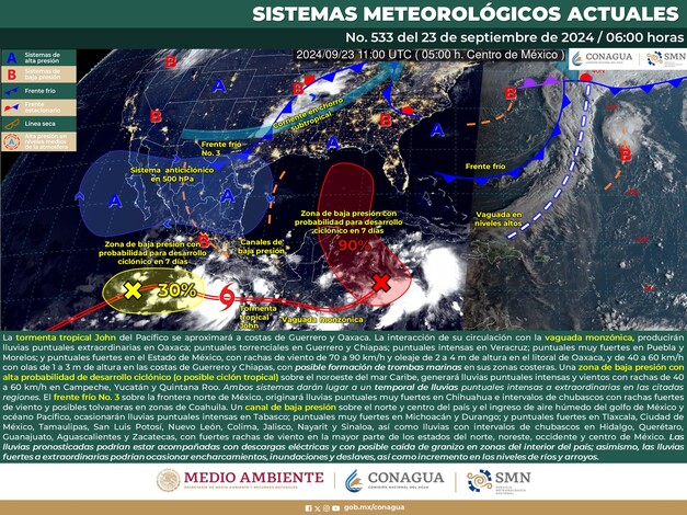 #Clima | Conoce el Pronóstico Meteorológico General de este lunes 23 de septiembre