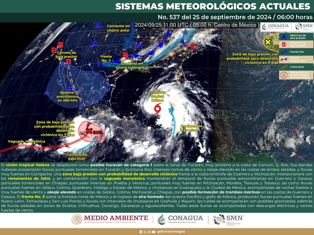 #Clima | Conoce el Pronóstico Meteorológico General de este miércoles 25 de septiembre 