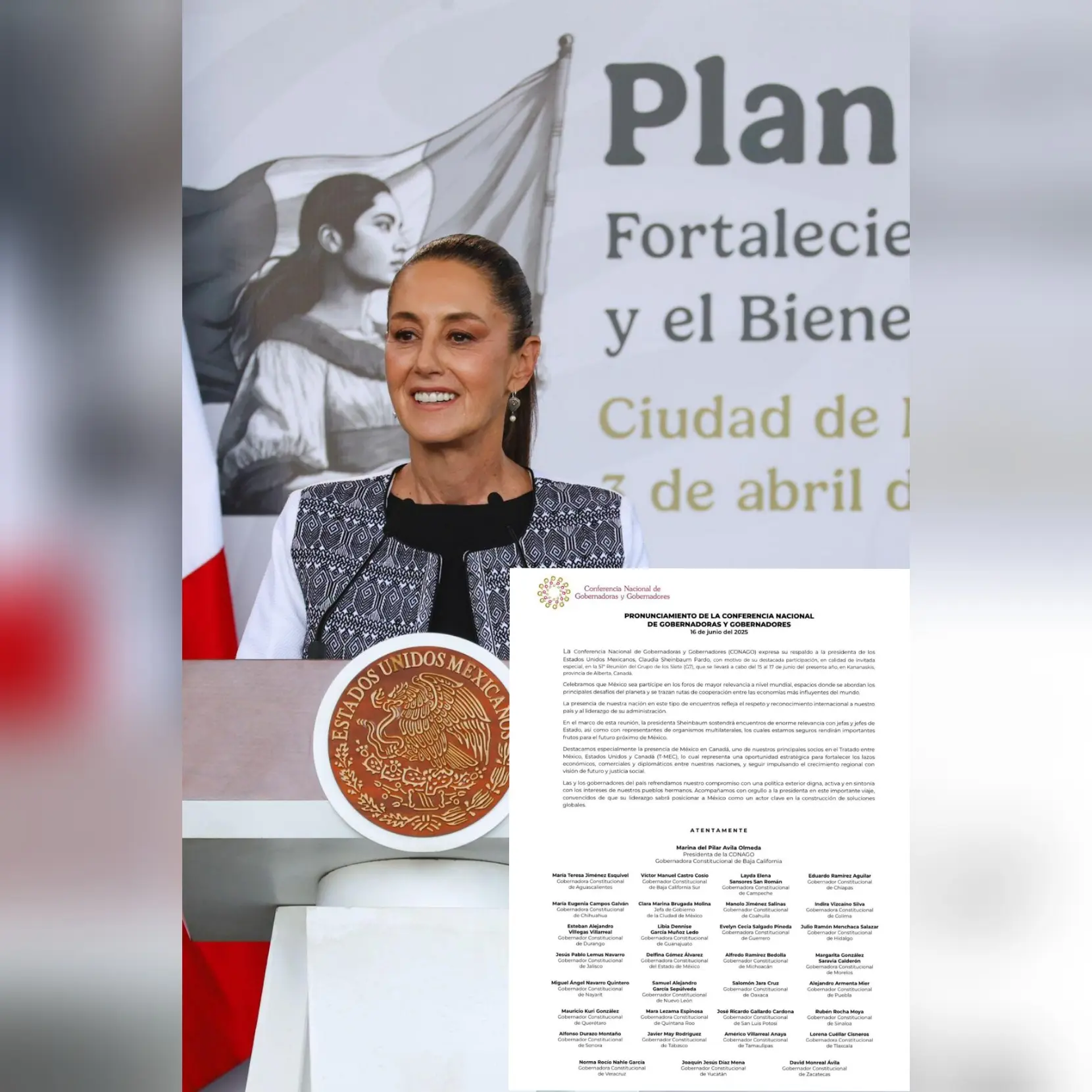 CONAGO respalda participación de la presidenta Claudia Sheinbaum en la Reunión del G7 en Canadá