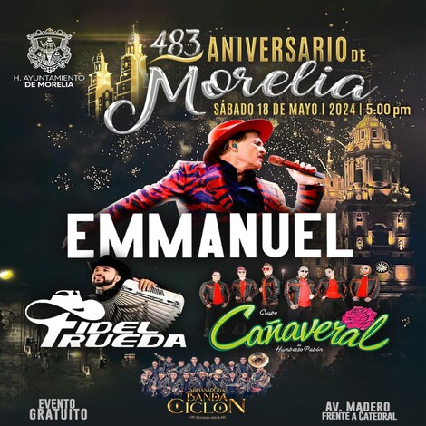 #Concierto | Emmanuel, encabeza concierto por Aniversario de Morelia