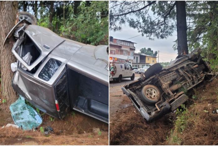 Conductor queda prensado tras volcadura en la carretera Tacámbaro–Villa Madero