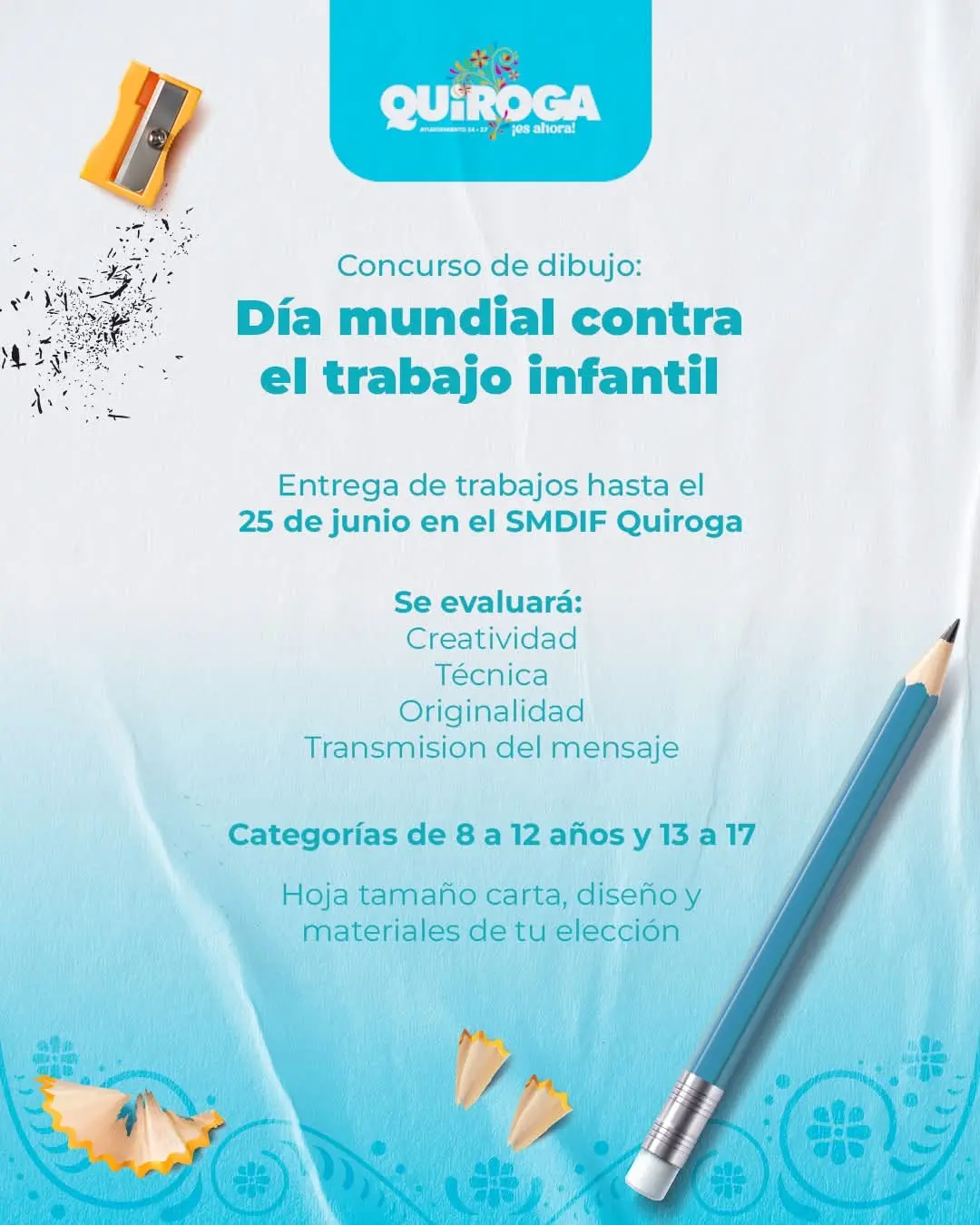 Convoca Gobierno de Quiroga a concurso de dibujo por el Día Mundial contra el Trabajo Infantil