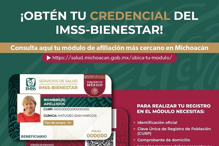 Cuenta Michoacán con 45 módulos de credencialización al IMSS Bienestar