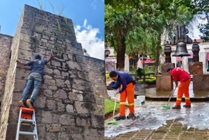 Dan mantenimiento a Casa Natal de Morelos, en el marco de la celebración de su natalicio