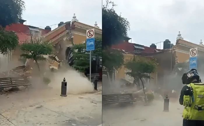 Derrumbe de techo en el Parián de Tlaquepaque