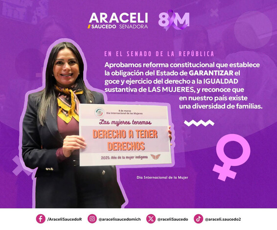 Desde el Senado estamos luchando por los derechos de las niñas y mujeres: Araceli Saucedo