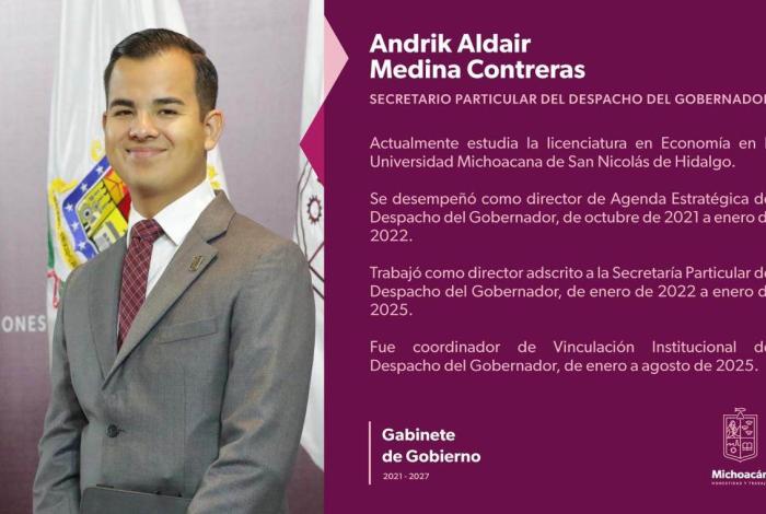 Designa Bedolla a Aldair Medina como secretario particular