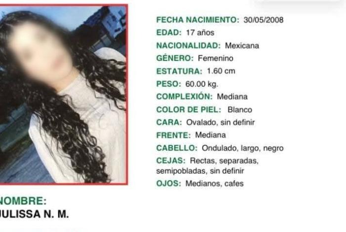 Encuentran el cuerp0 de Julisa N, reportada desaparecida el 30 de octubre