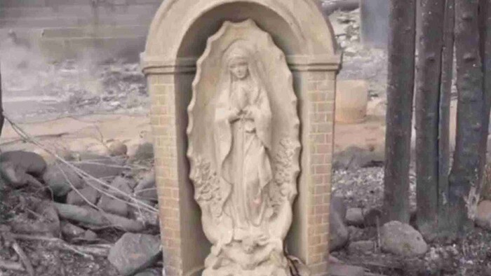 Estatua de la Virgen de Guadalupe queda intacta tras incendios en Los Ángeles