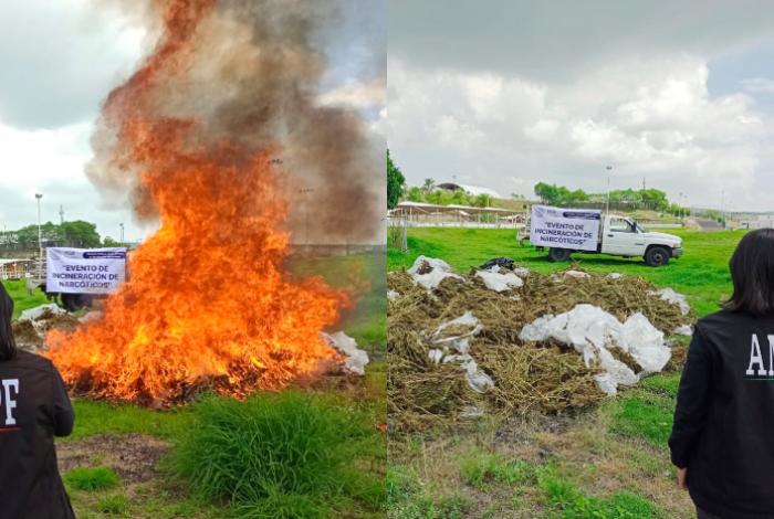 FGR quema 652 kilos de drogas en el recinto ferial de Charo; la incautaron tras denuncias anónimas