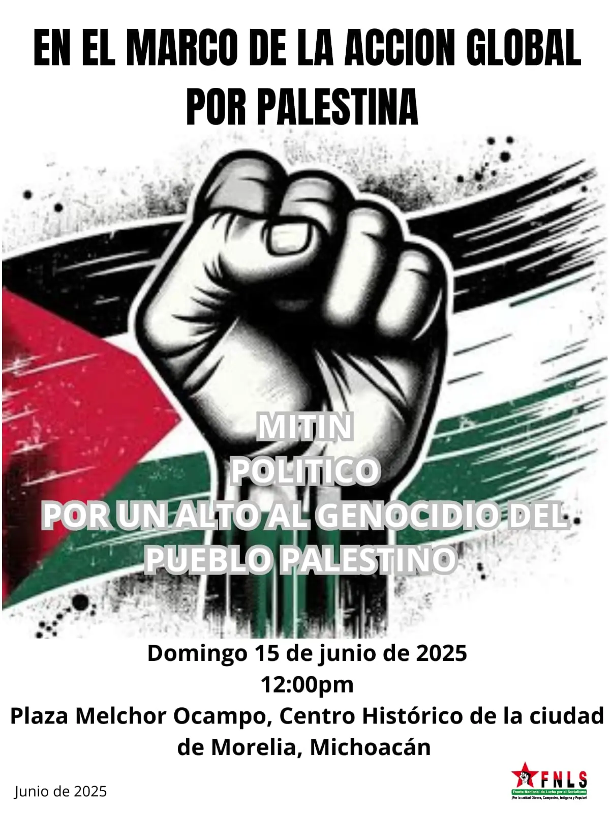 FNLS convoca a mitin por Palestina