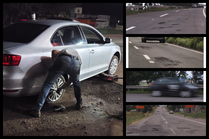 FOTOS | en la Pátzcuaro-Morelia baches ponchan llantas y dejan carros varados