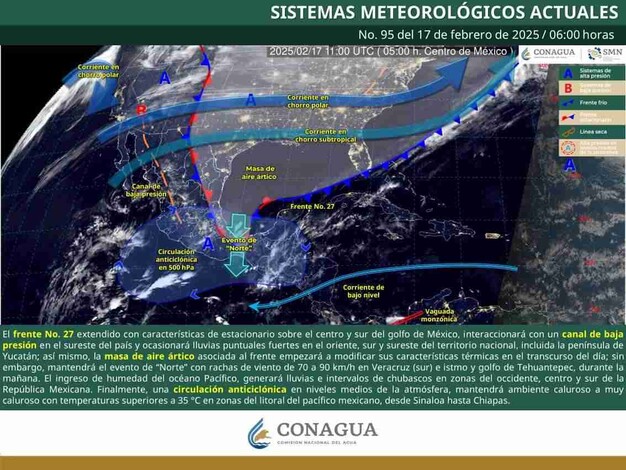 Frente frío No. 27 se extenderá en todo el territorio nacional