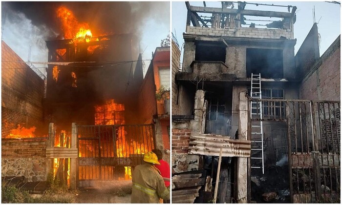 Fuerte incendio destruye un domicilio de tres pisos, causando pérdida total