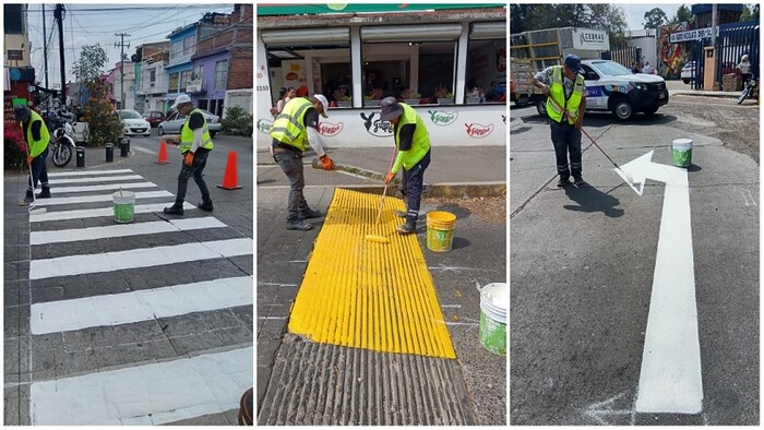 Gobierno de Morelia inicia balizamiento de la calle Cuautla