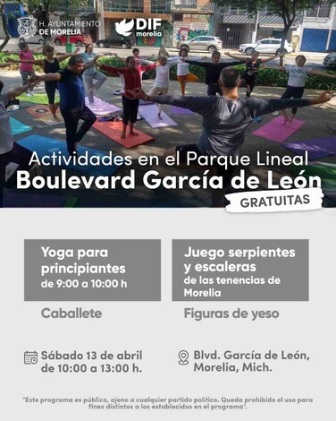 Gobierno de Morelia invita a disfrutar de actividades artísticas en el Boulevard García de León.