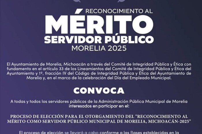 Gobierno de Morelia lanza convocatoria para reconocer a Servidores Públicos Municipales