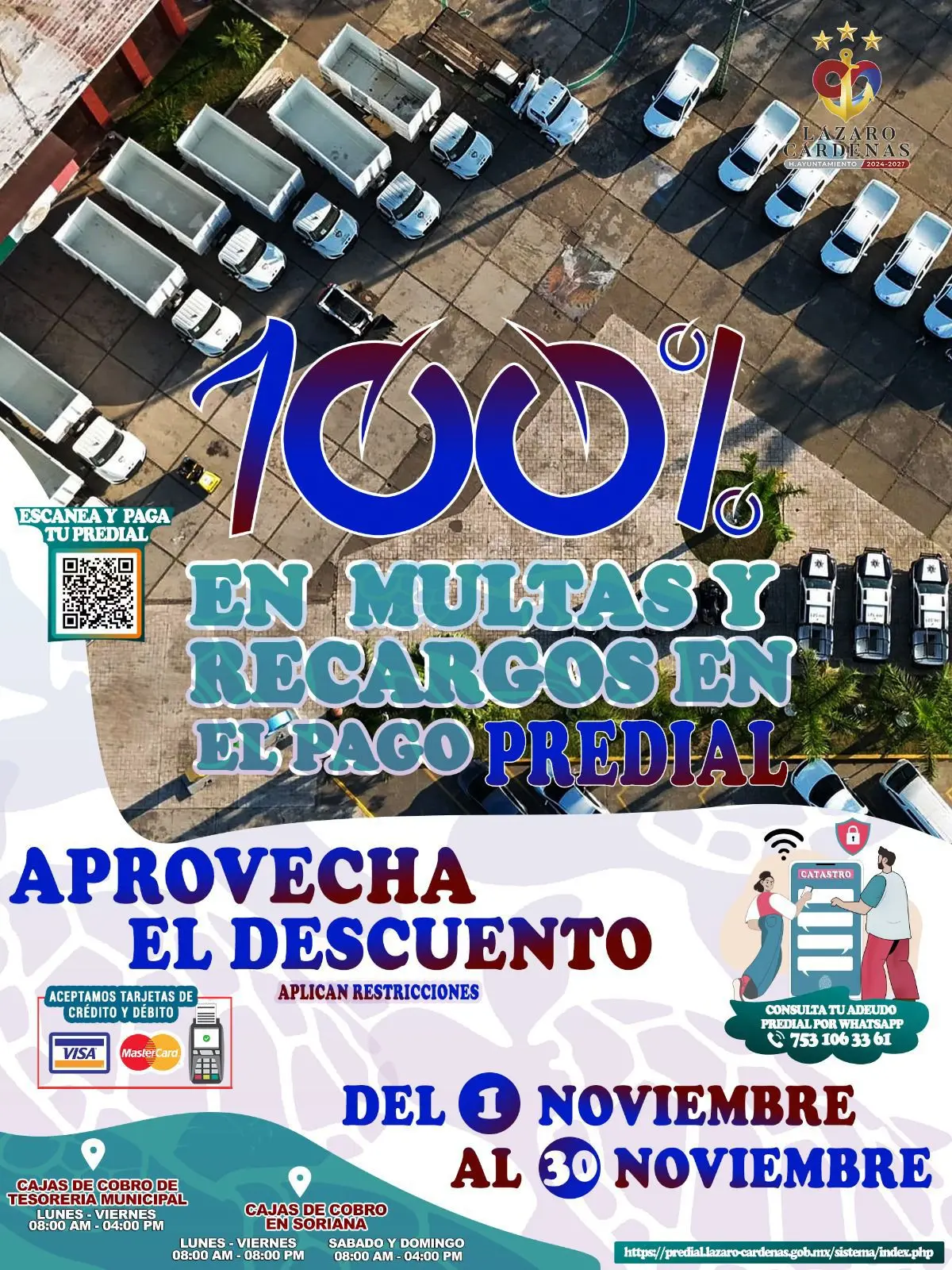 Gobierno Municipal Inicia Campaña de Descuento del 100% en Multas y Recargos del Predial en Lázaro Cárdenas