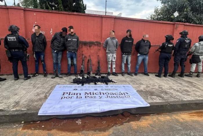 Guardia Civil captura a 6 presuntos integrantes del CJNG, en Tingambato; uno es venezolano
